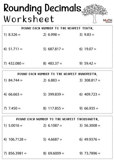 rounding decimals worksheet 5th grade pdf