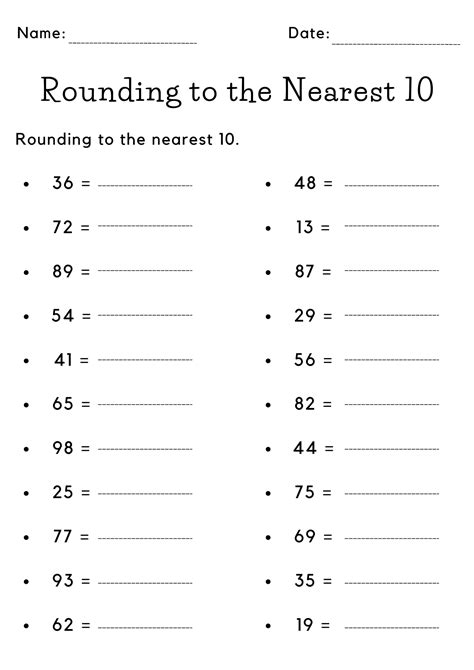 Rounding To The Nearest Ten Worksheet Printable Lexia's Blog