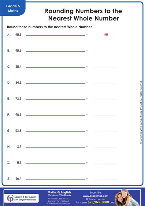 Rounding Decimals to the nearest whole