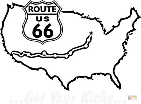 Route 66 Map Black And White