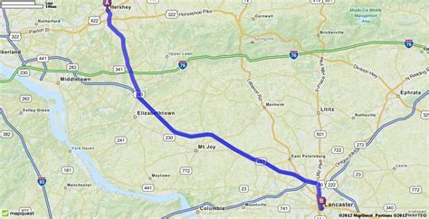 route from my location to lancaster pa