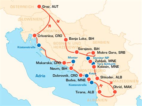 route von deutschland nach montenegro