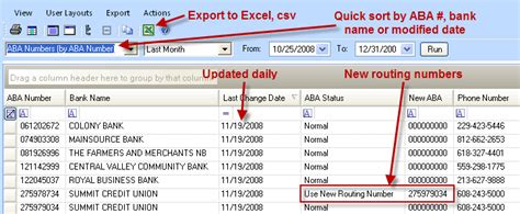 routing numbers list