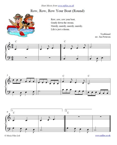 row row your boat sheet music