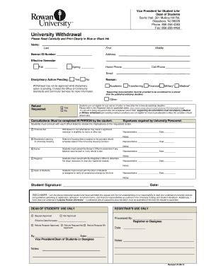 rowan university withdrawal date