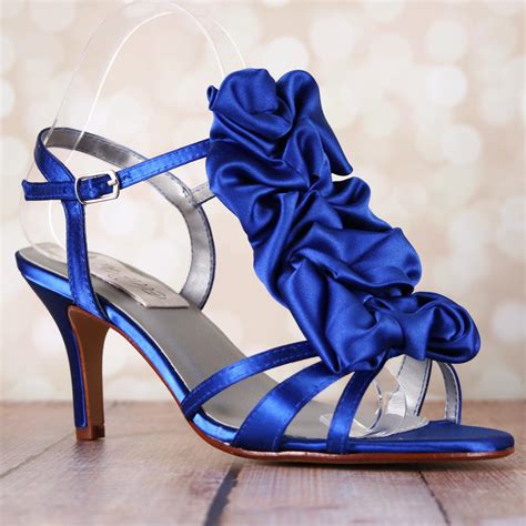 Satin Glitter Strappy Royal Blue Wedding Sandals