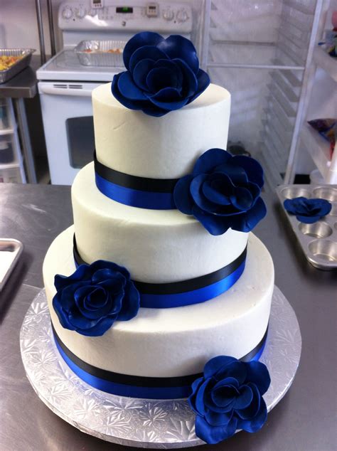 Royal Blue Gold And White Wedding Cake Decorative Gold