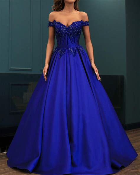 royal blue lace prom dress