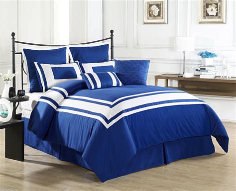 Royal Blue White Bedding