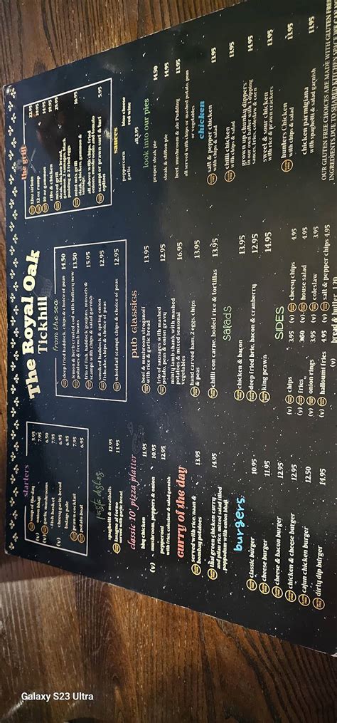 royal oak pub hampton menu