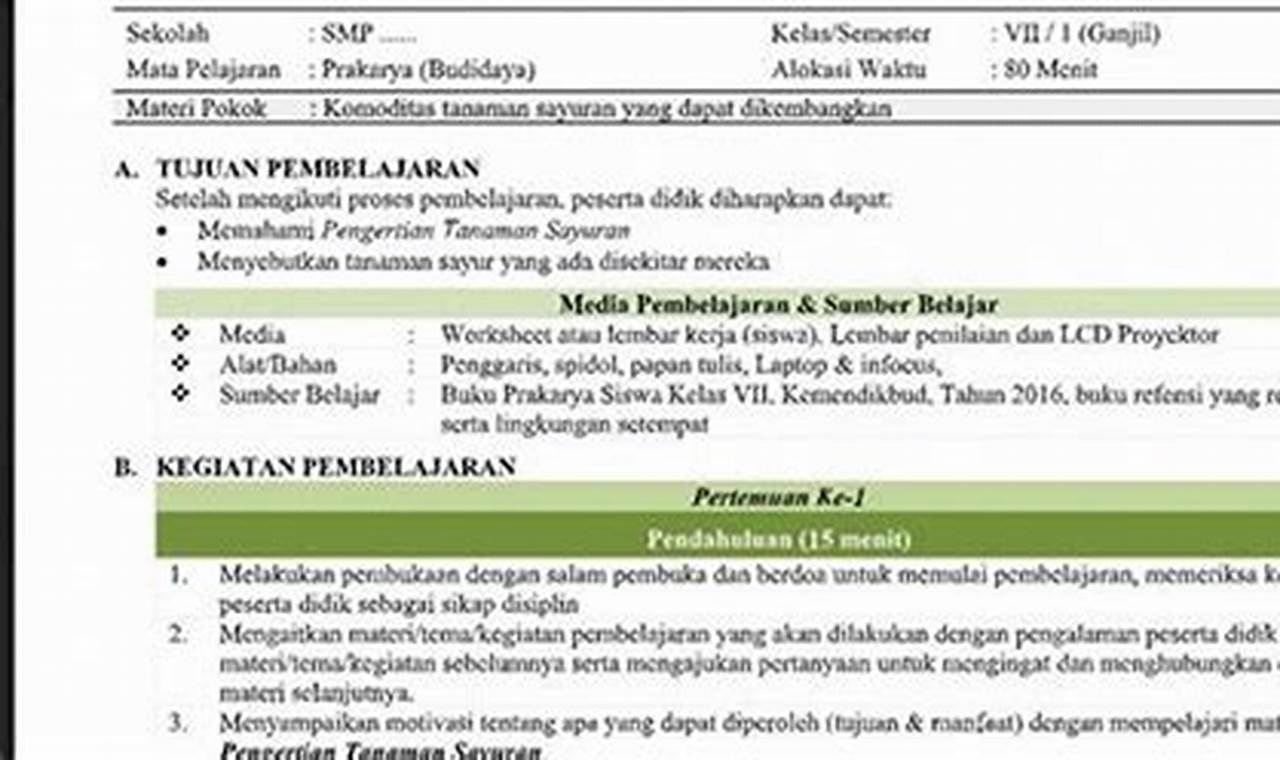 RPP 1 Lembar Prakarya SMP Kelas 9: Panduan Ringkas untuk Guru