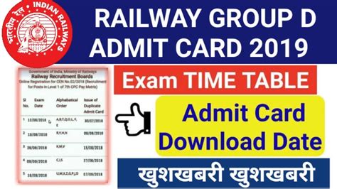 rrb group d admit card 2019
