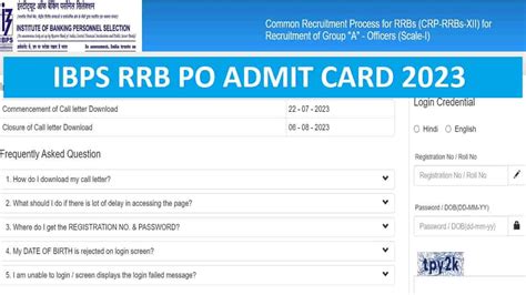 rrb po exam date 2023 admit card