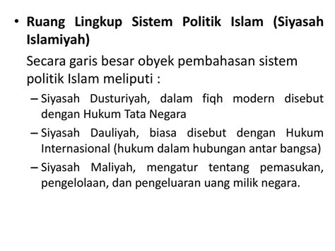 ruang lingkup sistem politik islam