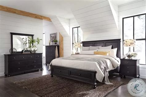 Rubbed Black Bedroom Set