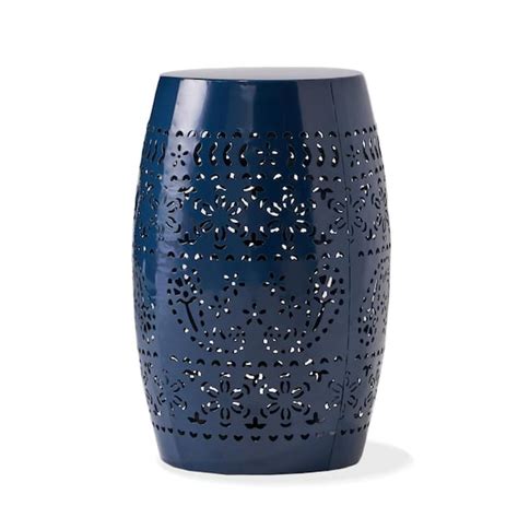 Ruby Dark Blue Round Metal Outdoor Side Table