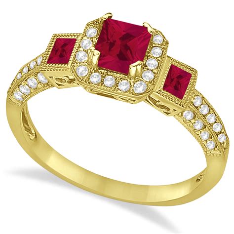 ruby diamond ring 14k yellow gold