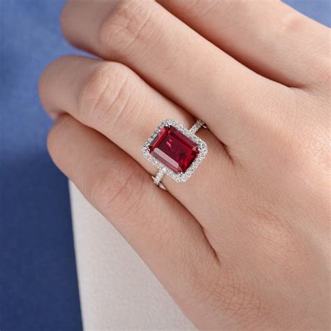ruby emerald cut engagement rings