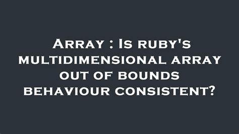 ruby multidimensional array