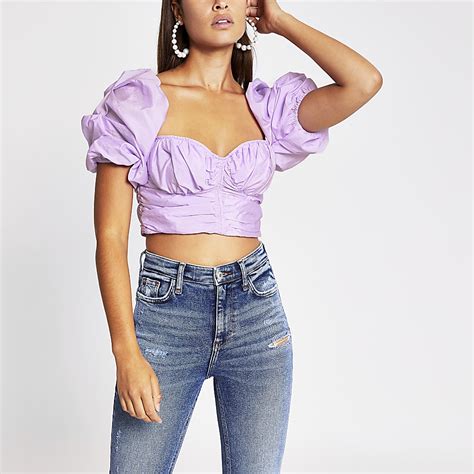 ruched and puff sleeve top