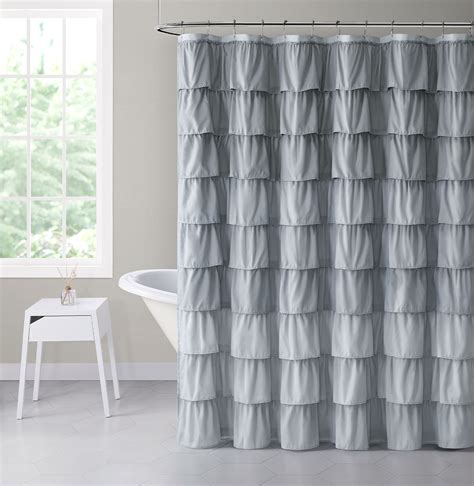 Ruffled Shower Curtain Gray