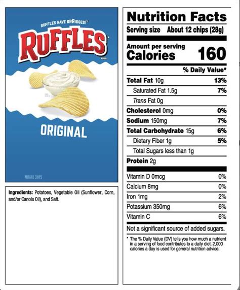 ruffles chips nutrition label