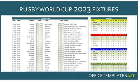 rugby world cup group fixtures