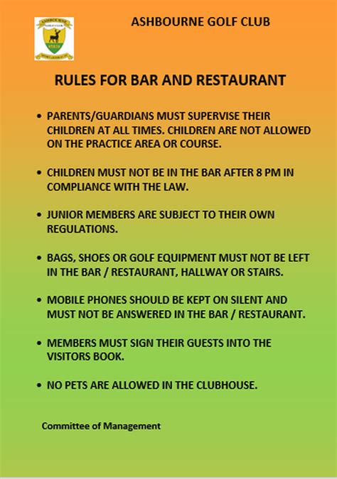 rules and regulations for restaurant staff