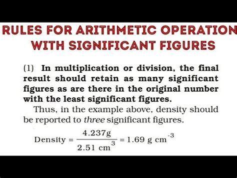 rules for arithmetic operations with significant figures class 11