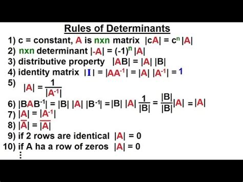 rules for matrix determinants