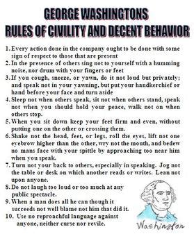 Rules Of Civility And Decent Behavior Printable