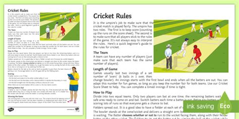 rules of cricket for kids