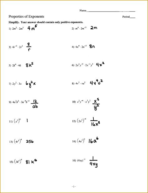 Rules Of Exponents Practice Problems
