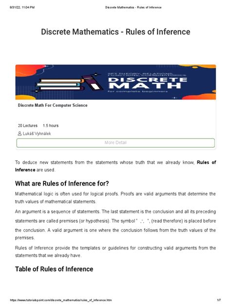 rules of inference in discrete mathematics problems