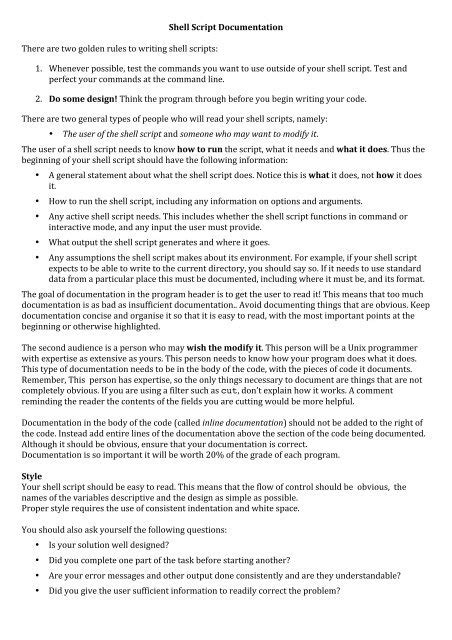 Rules Of Shell Script