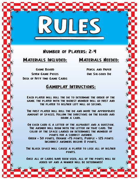 rules of the game board game