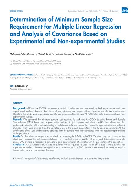 Rules Of Thumb For Minimum Sample Size For Multiple Regression