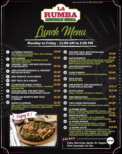 rumba restaurant menu