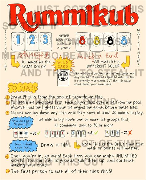 rummikub rules printable version