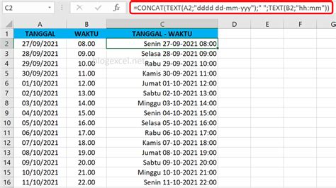 rumus excel tanggal dan jam