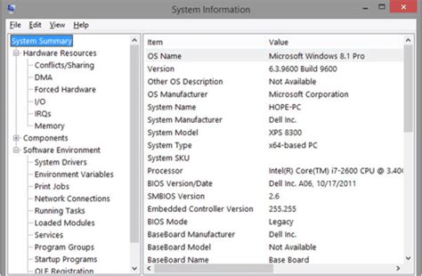 run msinfo32/system