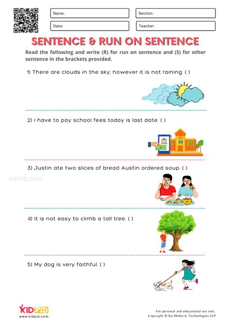 run on sentences worksheet grade 2