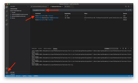 run python file in terminal visual studio code shortcut