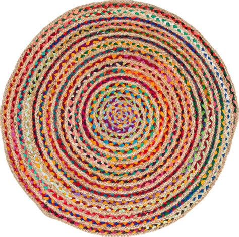 SHACOS Hand Woven Round Area Rug Vintage 120cm Cotton Mandala Rug Round