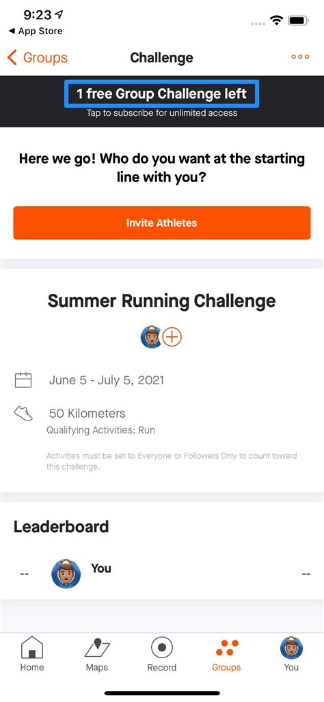 Running App Group Challenges