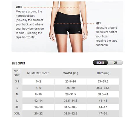 Running Shorts Size Chart