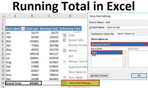 running total function in excel