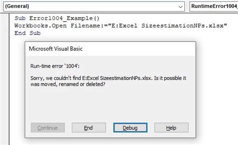runtime error 1004 vba macro may not be available