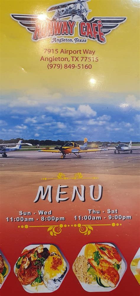 runway cafe angleton menu