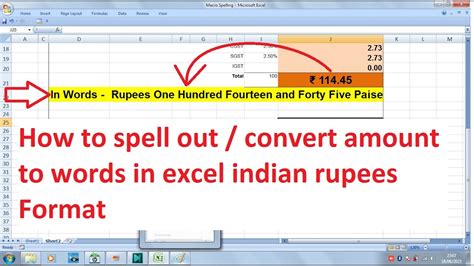266 how To Convert Rupees into word Ms Excel using Spell Number
